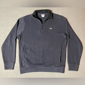 Lacoste 1/4 Zip Cotton Sweatshirt Men’s Navy Blue Size XL Long Sleeve